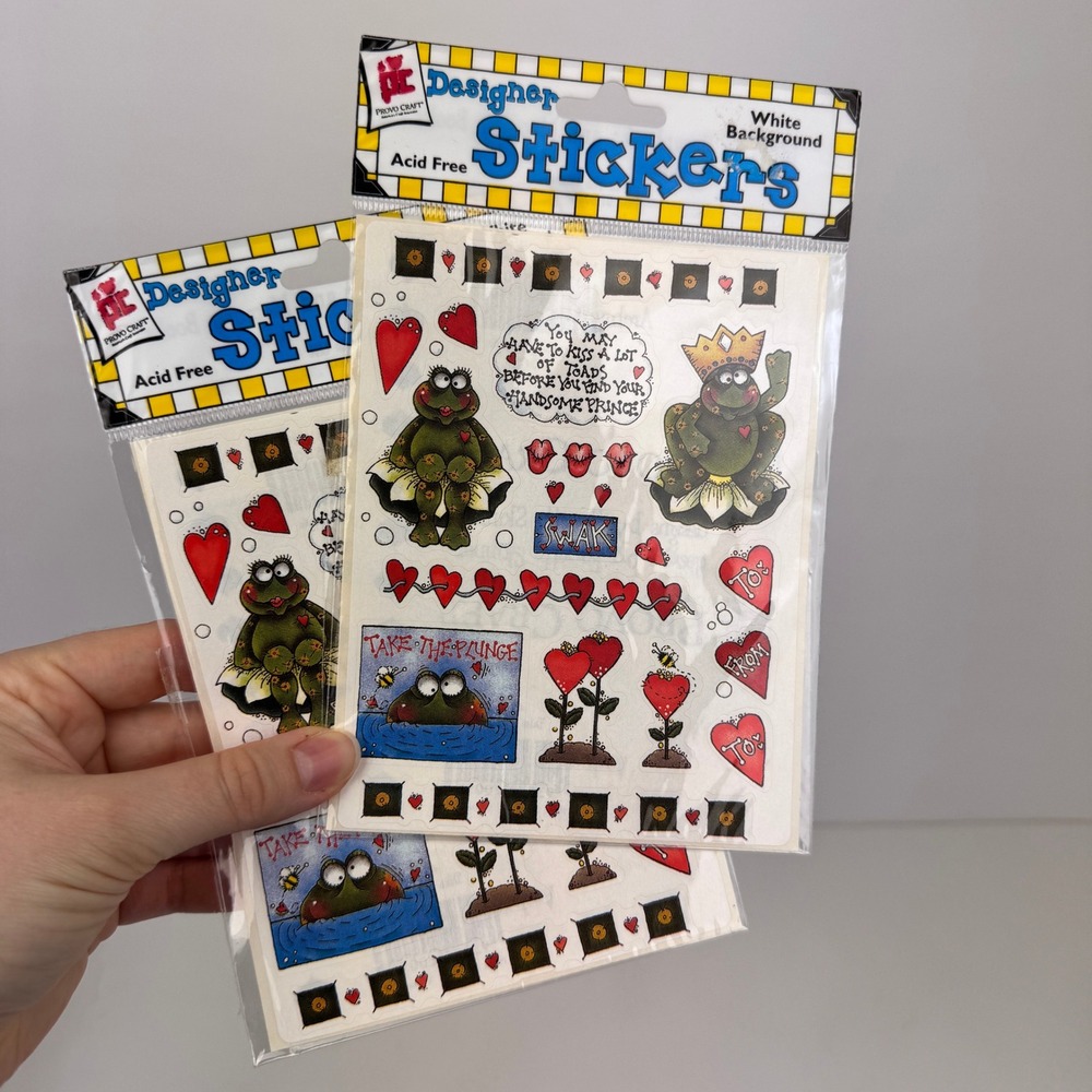 Provo Craft Frog Toad Love Hearts Valentine Kiss Prince Lips Fairy Tale Stickers